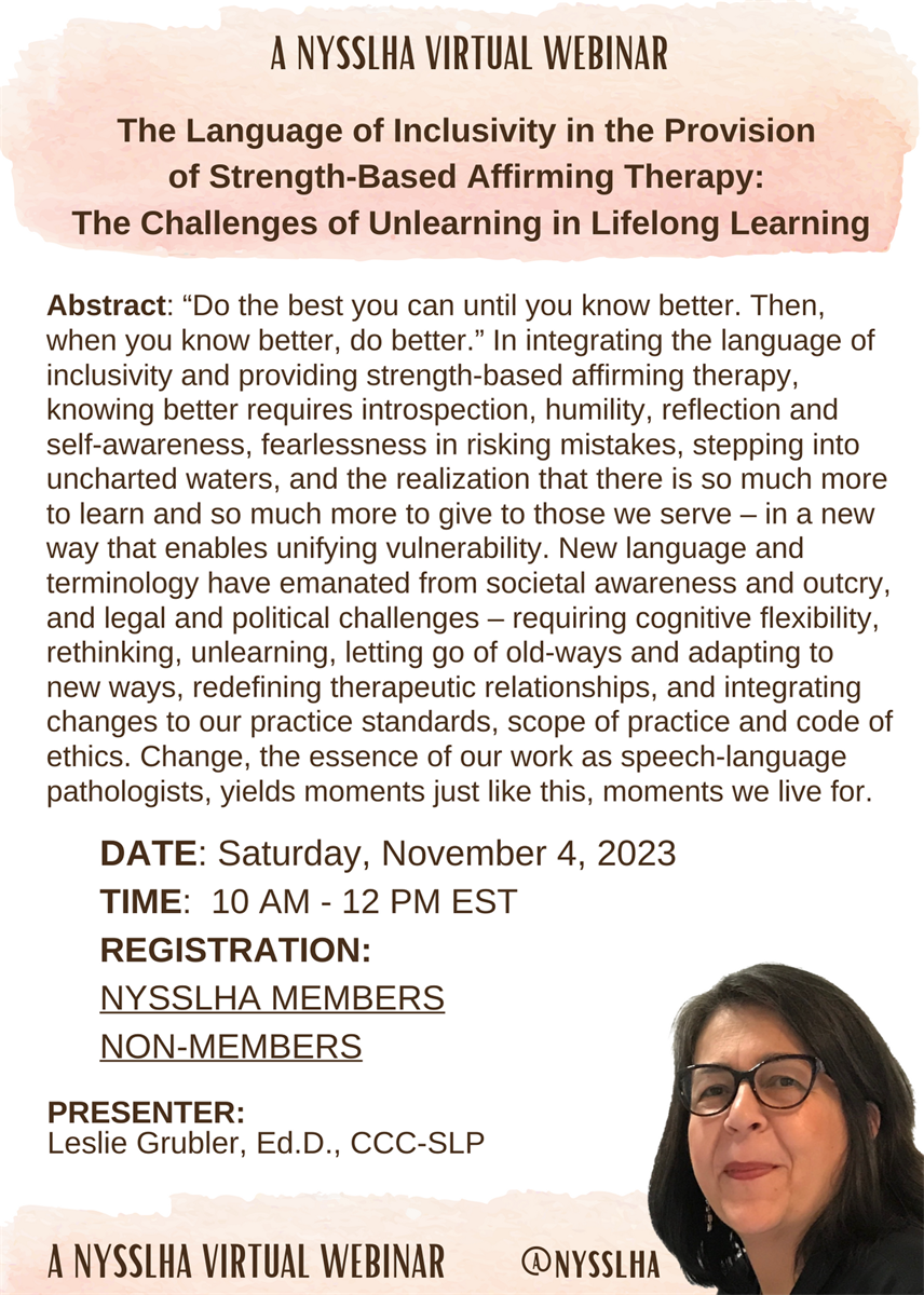 The Language of Inclusivity in the Provision of Strength-Based Affirming Therapy: The Challenges of Unlearning in Lifelong Learning